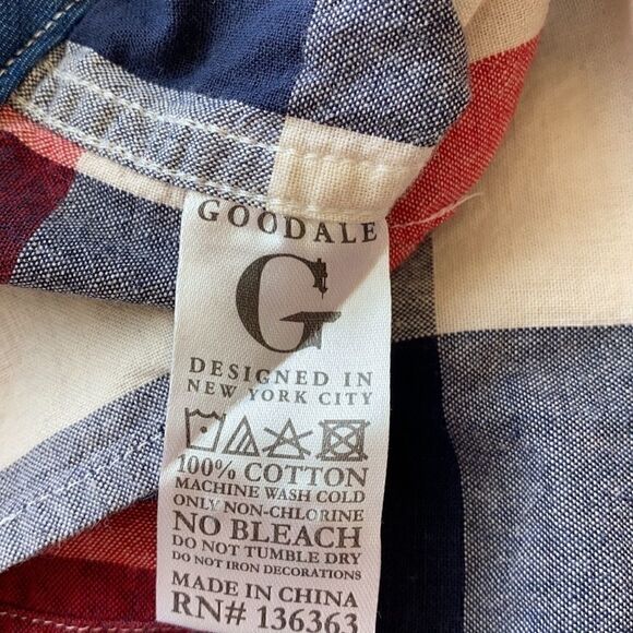 Goodale NYC Red White Blue Plaid Button Up Shirt - Picture 9 of 10